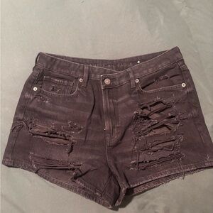 American Eagle Black Distressed Jean Shorts